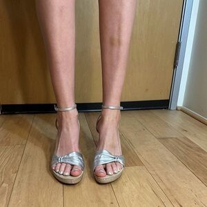 Cathy Jean Metallic Wedge Sandals